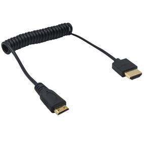 img 3 attached to 🎥 Duttek Mini HDMI to HDMI Cable - Ultra-Thin Coiled Cable for 4K Ultra HD, 1080p, 3D - Perfect for Projectors, Monitors, Camcorders (1.2M/4FT)