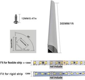 img 3 attached to HAMRVL 6-Pack 1ft V-Shape LED Aluminum Channel System with Cover, 16x16mm LED Strip Light 🔦 Diffuser Track, White End Caps, Mounting Clips, and Accessories - Aluminum Profile for LED Strip Lights