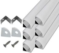 hamrvl 6-pack 1ft v-shape led aluminum channel system with cover, 16x16mm led strip light 🔦 diffuser track, white end caps, mounting clips, and accessories - aluminum profile for led strip lights логотип