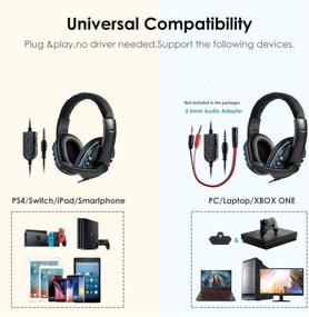 img 1 attached to 🎧 SOONHUA Xbox One, PS4 Gaming Headset with Mic for PC/Computers/Laptops/Phones - Surround Sound, Noise Isolation Bass Headphones with Microphone