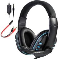 🎧 soonhua xbox one, ps4 gaming headset with mic for pc/computers/laptops/phones - surround sound, noise isolation bass headphones with microphone logo