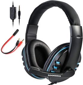 img 4 attached to 🎧 SOONHUA Xbox One, PS4 Gaming Headset with Mic for PC/Computers/Laptops/Phones - Surround Sound, Noise Isolation Bass Headphones with Microphone