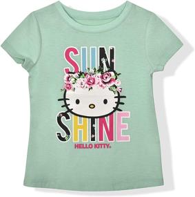 img 1 attached to Charming Hello Kitty Short Sleeve Tee Shirt: Sparkling Glitter Print for Girls