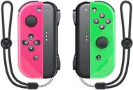 🎮 vivefox joy pad controller replacement - switch/switch lite, l/r wireless joy pad w/ wrist strap, alternative joy controller gamepad, wired/wireless switch remotes - neon pink/green logo
