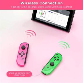 img 2 attached to 🎮 VIVEFOX Joy Pad Controller Replacement - Switch/Switch Lite, L/R Wireless Joy Pad w/ Wrist Strap, Alternative Joy Controller Gamepad, Wired/Wireless Switch Remotes - Neon Pink/Green