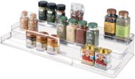 mdesign clear ligne collection spice rack organizer - adjustable & expandable 3-tier shelf for kitchen, cabinet, pantry organization - ideal for spice bottles and seasonings logo