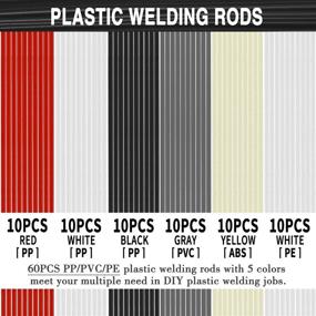 img 3 attached to Vignee 60PCS Plastic Welding Rods Kit for Car Bumper Repair - PP/PVC/PE/ABS/Plastic Welder Rods in Beige/White/Grey/Black