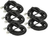 imbaprice (5 pack) black telephone headset cable - (3 to 12 feet) heavy duty coiled telephone handset cord logo