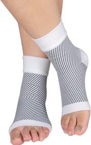 img 4 attached to 🧦 HLTPRO Plantar Fasciitis Compression Socks with Arch and Ankle Support – Effective Foot Sleeve for Heel Pain, Achilles Tendonitis, and Swelling (1 Pair, White, Small/Medium)