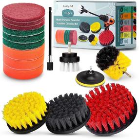 img 4 attached to 🛠️ Powerful 16 Piece Drill Brush Attachments Set for All-Purpose Cleaning: Grout, Carpet, Tile, Sink, Bathtub, Kitchen, Boat - Buddy Pro Power Scrubber Brush Kit with Extendable Long Attachment, 5 Inch Scrub Pads & Sponge