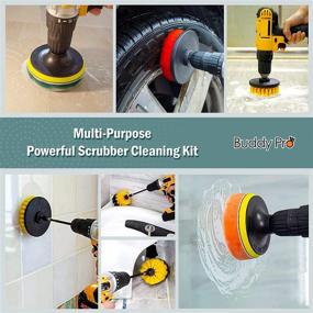 img 3 attached to 🛠️ Powerful 16 Piece Drill Brush Attachments Set for All-Purpose Cleaning: Grout, Carpet, Tile, Sink, Bathtub, Kitchen, Boat - Buddy Pro Power Scrubber Brush Kit with Extendable Long Attachment, 5 Inch Scrub Pads & Sponge