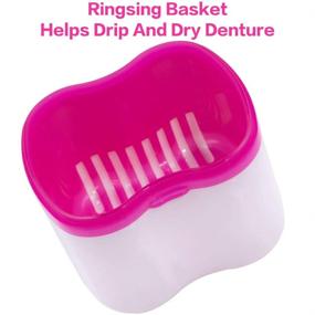img 2 attached to 🦷 Удобный набор для ухода за протезом: розовый футляр для протезов, купель для чашек, портативная зубная щетка и держатель - идеально для путешествий