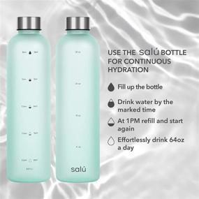 img 1 attached to 💧 SALU 32oz Water Bottle with Time Marker, Mint - Motivational Measurements for Gym, Sports, Travel, Fitness, Work - BPA-Free Tritan Plastic, Screw-On Lid