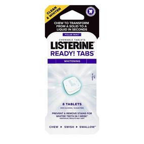img 4 attached to Комфортные жевательные таблетки Listerine Ready! Tabs для отбеливания зубов: вкус мяты, освежает дыхание, отбеливает зубы, убивает бактерии, без сахара и глютена - 8 шт.