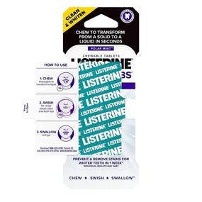 img 3 attached to Комфортные жевательные таблетки Listerine Ready! Tabs для отбеливания зубов: вкус мяты, освежает дыхание, отбеливает зубы, убивает бактерии, без сахара и глютена - 8 шт.