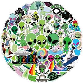 img 3 attached to 👽 50 UFO Stickers ET Decals for Laptops, Hydro Flasks, Water Bottles, Luggage, Helmets - Alien Sticker Pack