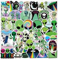 👽 50 ufo stickers et decals for laptops, hydro flasks, water bottles, luggage, helmets - alien sticker pack logo