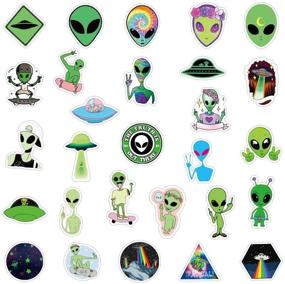 img 1 attached to 👽 50 UFO Stickers ET Decals for Laptops, Hydro Flasks, Water Bottles, Luggage, Helmets - Alien Sticker Pack