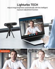 img 2 attached to 2021 DEPSTECH Webcam with Microphone: 1080P HD, Privacy Cover, Tripod, Plug and Play - Perfect for Video Conferencing, Teaching, and Gaming on Desktop PCs