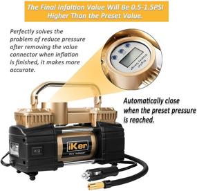 img 1 attached to Portable Air Compressor Pump Tire Inflator with Digital Gauge 12V 70L/Min Heavy Duty Double Cylinders Auto 🚘 Shut-Off 150PSI – Ideal for Car, Truck, SUV. Includes LED Lights, 11.5ft Extension Air Hose and Tire Repair Kit