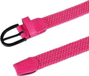 img 1 attached to Youth Unisex Braided Stretch Elastic Belt with Pin Prong Buckle, Loop End Tip - 1&#34; Width, Available in 5 Sizes and 5 Colors