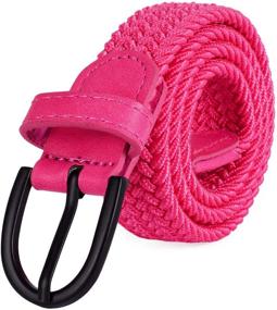 img 2 attached to Youth Unisex Braided Stretch Elastic Belt with Pin Prong Buckle, Loop End Tip - 1&#34; Width, Available in 5 Sizes and 5 Colors
