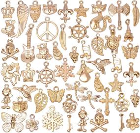 img 4 attached to 📿 BronaGrand 50-Piece Mixed Bracelet Charms Antique Necklace Pendants: Crafting and Jewelry Making Gold Bulk Pack