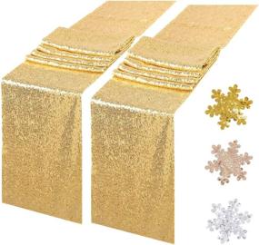 img 4 attached to 🌟 Trlyc Shimmering Gold Table Runner Decorations