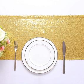 img 1 attached to 🌟 Trlyc Shimmering Gold Table Runner Decorations