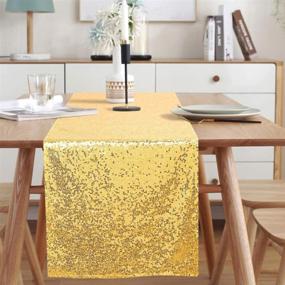 img 2 attached to 🌟 Trlyc Shimmering Gold Table Runner Decorations