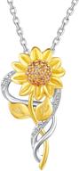 🌻 s925 sterling silver sunflower jewelry set - heart pendant for women & girls: necklace, anklet, bracelet, earrings, ring - 'you are my sunshine' logo