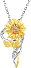 img 4 attached to 🌻 S925 Sterling Silver Sunflower Jewelry Set - Heart Pendant for Women & Girls: Necklace, Anklet, Bracelet, Earrings, Ring - 'You Are My Sunshine'