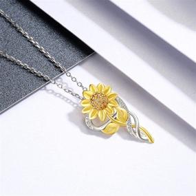 img 2 attached to 🌻 S925 Sterling Silver Sunflower Jewelry Set - Heart Pendant for Women & Girls: Necklace, Anklet, Bracelet, Earrings, Ring - 'You Are My Sunshine'