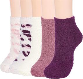 img 4 attached to 🧦 Zando Women's Warm Slipper Socks - Fuzzy Winter Fluffy Socks Cozy Athletic Fleece Crew Socks