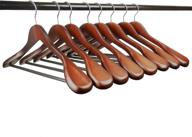 👔 meqution extra wide shoulder wood hangers 8-pack- trouser hangers for heavy coat, sweater, skirt, suit, pants- retro walnut finish logo