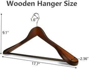 img 3 attached to 👔 MEQUTION Extra Wide Shoulder Wood Hangers 8-Pack- Trouser Hangers for Heavy Coat, Sweater, Skirt, Suit, Pants- Retro Walnut Finish