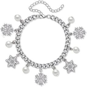 img 4 attached to ALEXY Christmas Bracelets Snowfalke Snowflake