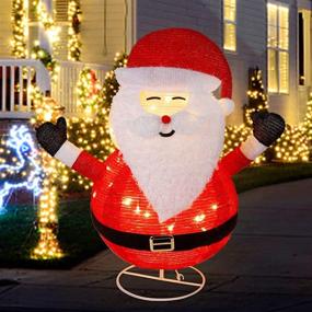img 4 attached to 🎅 ATDAWN 2ft Pre-Lit Lighted Santa Claus Decoration, Christmas Collapsible Santa Claus Outdoor Decor, 48 LED Outdoor Lighted Santa Claus Christmas Yard Decorations