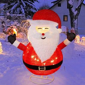 img 1 attached to 🎅 ATDAWN 2ft Pre-Lit Lighted Santa Claus Decoration, Christmas Collapsible Santa Claus Outdoor Decor, 48 LED Outdoor Lighted Santa Claus Christmas Yard Decorations