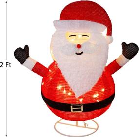 img 3 attached to 🎅 ATDAWN 2ft Pre-Lit Lighted Santa Claus Decoration, Christmas Collapsible Santa Claus Outdoor Decor, 48 LED Outdoor Lighted Santa Claus Christmas Yard Decorations
