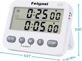 img 3 attached to Feiyasi Kitchen Timer: Digital Cooking Timer with 3 Channels, Loud ⏲️ Alarm, and AAA Battery Included - Ideal for Classroom, Bathroom, Teachers, Kids (White-F391)