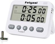 feiyasi kitchen timer: digital cooking timer with 3 channels, loud ⏲️ alarm, and aaa battery included - ideal for classroom, bathroom, teachers, kids (white-f391) logo