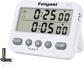 img 4 attached to Feiyasi Kitchen Timer: Digital Cooking Timer with 3 Channels, Loud ⏲️ Alarm, and AAA Battery Included - Ideal for Classroom, Bathroom, Teachers, Kids (White-F391)