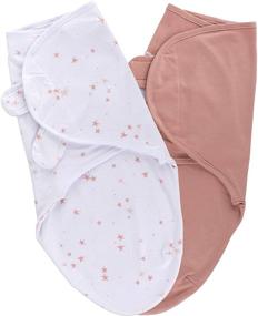 img 4 attached to 🌸 Ely's & Co. Swaddleez Adjustable Baby Swaddle Wrap 2-Pack - 100% Cotton for Baby Girl 0-3 Months (Mauve Pink Stars & Solid Dusty Rose)