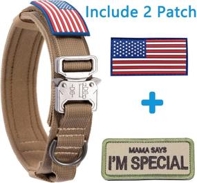 img 3 attached to Tactical Dog Collar with American Flag - Heavy Duty Military Dog Collar with Handle - Adjustable Nylon K9 Collar for Medium Large Dogs M L XL - Chew Proof with 2 Patches - Black