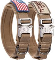 tactical dog collar with american flag - heavy duty military dog collar with handle - adjustable nylon k9 collar for medium large dogs m l xl - chew proof with 2 patches - black логотип