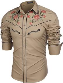 img 3 attached to COOFANDY Men's Western Embroidered 01 Black Pattern1 Clothing and Shirts