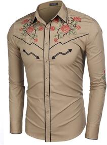 img 2 attached to COOFANDY Men's Western Embroidered 01 Black Pattern1 Clothing and Shirts