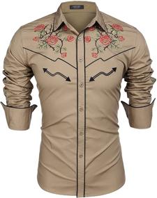 img 4 attached to COOFANDY Men's Western Embroidered 01 Black Pattern1 Clothing and Shirts