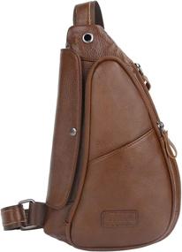 img 4 attached to Leathario Shoulder Crossbody Backpack Brown 33 Backpacks
